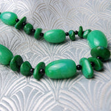 long semi-precious stone necklace, green semi-precious gemstone jewellery