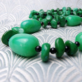 chunky green gemstone nuggets, long necklace design