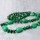Green gemstone necklace, long green necklace, green semi-precious gemstone jewellery