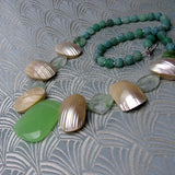 chunky gemstone necklace, chunky green statement necklace