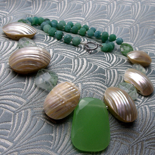 chunky green gemstone statement necklace, unique green gemstone statement necklace