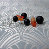 black orange gemstone earrings, semi-precious jewellery 