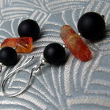 black orange earrings, semi-precious gemstone jewellery uk