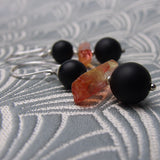 black orange handmade earrings, handmade jewellery