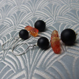 black orange gemstone drop earrings