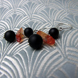 gemstone jewellery uk, orange black gemstone earrings
