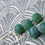 long green gemstone earrings, semi-precious jewellery
