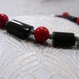 black red gemstone beads