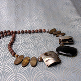 brown gemstone statement necklace, brown chunky gemstone necklace