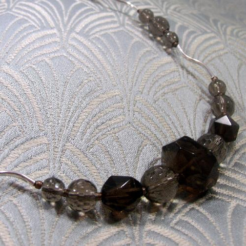 Brown smoky quartz necklace UK, smoky quartz brown jewellery handmade UK (A47)