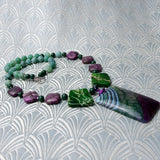 green pendant necklace, semi-precious gemstone jewellery