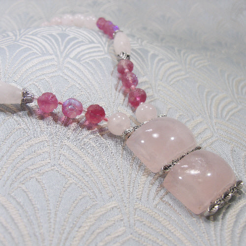 rose quartz jewellery necklace, rose quartz handmade jewellery, gemstone jewellery sale online uk