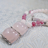 pink rose quartz semi-precious necklace