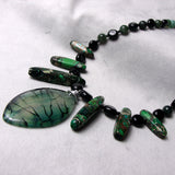 green semi-precious pendant necklace, green agate pendant