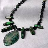 handmade pendant necklace, green semi-precious necklace uk