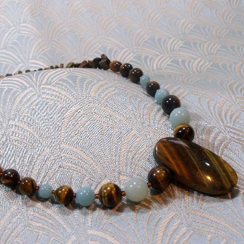 Tigers Eye Gemstone Necklace, Handmade Jewellery design (A60)