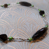 silver smoky quartz necklace uk, unique handmade necklace design, handcrafted semi-precious necklace