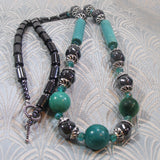 turquoise necklace set with hematite