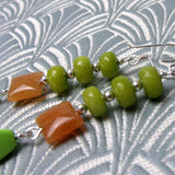 green semi-precious bead earrings uk