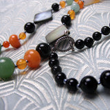 long handmade necklace with semi-precious beads