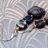 unique paua shell  blue drop earrings