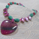pink agate semi-precious stone pendant necklace uk, unique handmade pendant necklace pink agate