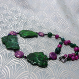 chunky green necklace handmade jasper
