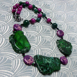 chunky green necklace semi-precious designs