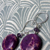 purple semi-precious earrings handmade jasper