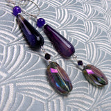 long purple bead statement earrings handmade purple semi-precious beads