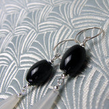 long black white semi-precious earrings 