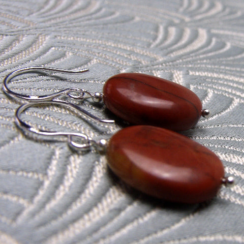 Jasper drop earrings, jasper semi-precious stone earrings, handmade drop earrings BB47