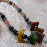 long necklace handmade semi-precious agate 
