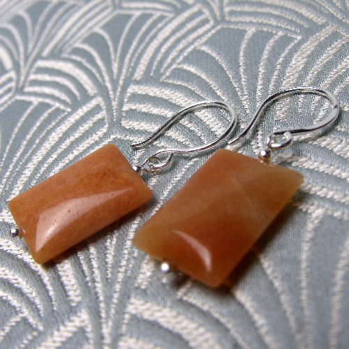 orange earrings, red aventurine unique handmade earrings uk, handcrafted orange semi-precious drop earrings