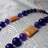 long purple amethyst necklace with semi-precious beads