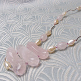 rose quartz pendant necklace, semi-precious stone necklace pendant