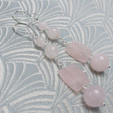 long pink statement earrings uk, pink rose quartz earrings, pink jewellery earrings uk
