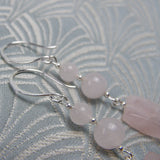 long rose quartz statement earrings handmade uk