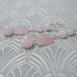 long pink rose quartz handmade statement earrings 