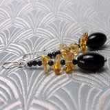 handmade black statement earrings long length