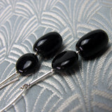 long black onyx earring design with black onyx semi-precious beads