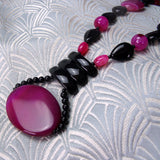 long black onyx pink agate necklace uk