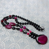 long semi-precious stone necklace uk