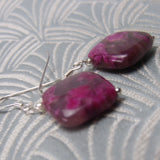 short drop pink earrings handmade jasper