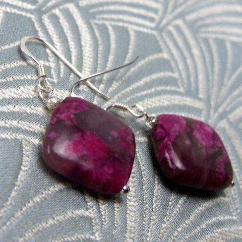 short semi-precious stone earrings, semi-precious bead earrings BB55