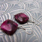 short drop pink jasper earrings semi-precious beads