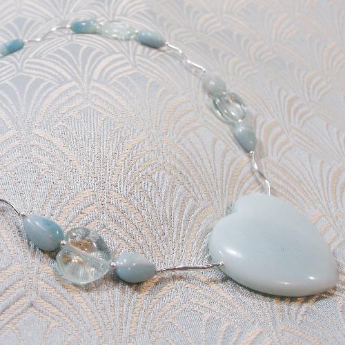 amazonite necklace, blue semi-precious necklace handcrafted uk, unique handmade necklace uk