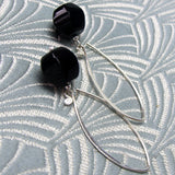 long drop black earring design