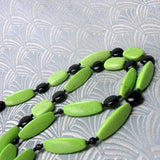 long semi-precious stone necklace handmade green agate black onyx