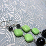 long green black semi-precious statement earrings